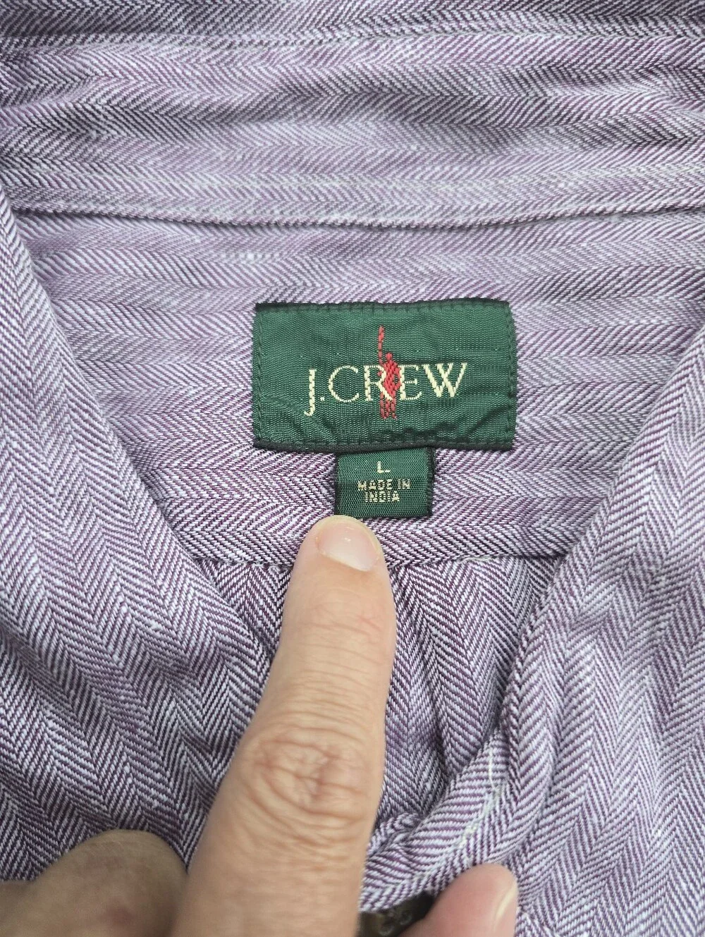 J. CREW Oarsman Purple Herringbone Lyocell Linen Long Sleeve Button Down Size L